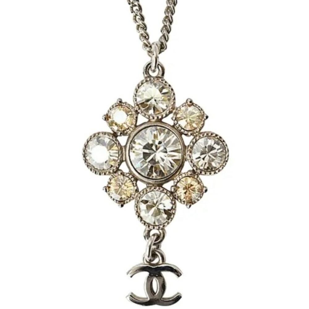 CHANEL 09C Coco Mark Necklace Silver Women's
